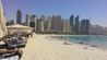 Where Can I FLY ? Travel review : Dubai, UAE - 0 Gravity beach club, beach view on skyline