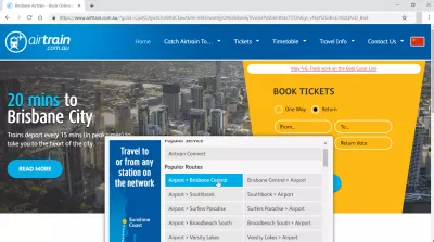 How to go with the Airtrain Brisbane from airport to city center? : Selection of a popular route