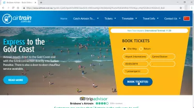 How to go with the Airtrain Brisbane from airport to city center? : Selection of the ticket route