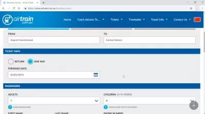 How to go with the Airtrain Brisbane from airport to city center? : Entering ticket details