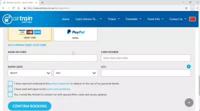 How to go with the Airtrain Brisbane from airport to city center? : Payment method selection