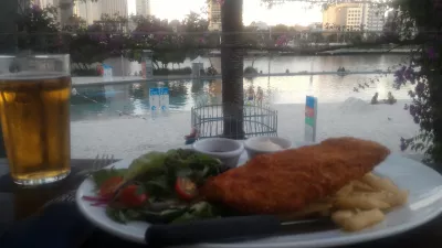 Where to find cheap food in Brisbane? A guide to the best places to eat in Brisbane : $22 Wiener schnitzel at SouthBank beer garden