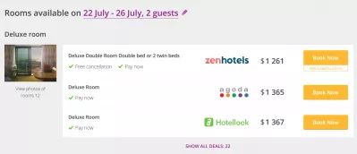 WorldVentures Dreamtrips review prices : Same hotel for 1261$ without excursions