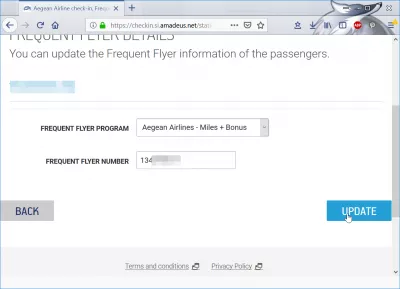 Aegean airlines check in : Adding an Aegean airlines Miles and Bonus card number to a booking