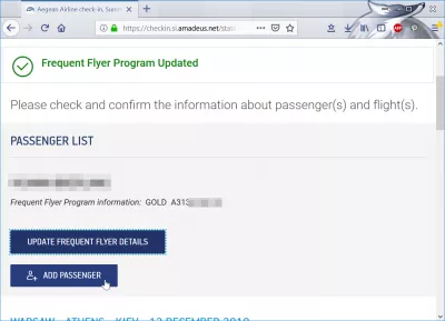 Aegean airlines check in : Aegean airlines Miles and Bonus Gold status recognized for the flight