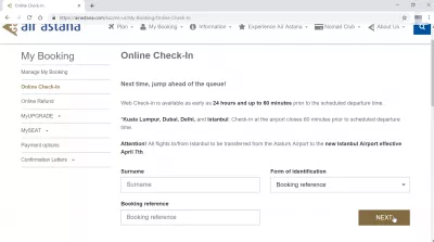 Comment se déroule le processus d'enregistrement en ligne d'Air Astana? : Vérification en ligne d'Air Astana sur la page principale