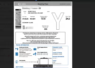 How is the Air Astana online check-in process? : Boarding pass