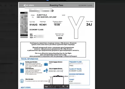 Comment se déroule le processus d'enregistrement en ligne d'Air Astana? : Carte d'embarquement