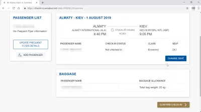 Comment se déroule le processus d'enregistrement en ligne d'Air Astana? : Informations sur les bagages