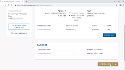 How is the Air Astana online check-in process? : Flight booking review