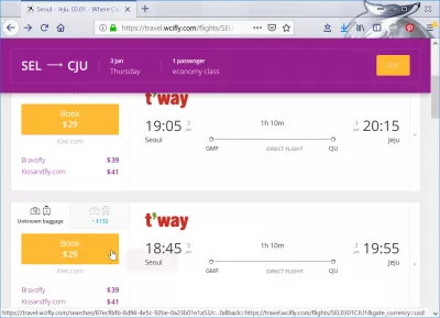 Which is the busiest airline route in the world? Seoul to Jeju in South Korea : Airfaire T'way Airlines from Seoul to Jeju