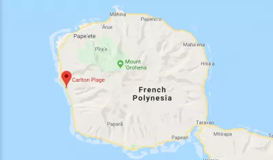Carlton Plage Tahiti accomodation : Carlton Plage on the map of Tahiti