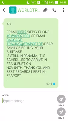 Delayed baggage compensation: how can you get it easily? : SMS delivery information of delayed baggage delivery
