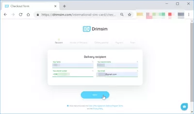 Drimsim pré-pago cartão SIM internacional : Cartão SIM internacional delivery recipient