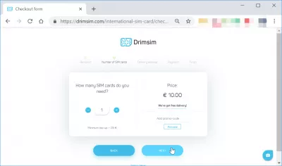 Drimsim prepaid international SIM card : Pag-order ng internasyonal na SIM card