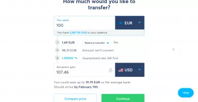 Bagaimana Cara Mentransfer Uang Secara Internasional? : transfer dari Euro ke dolar dengan WISE