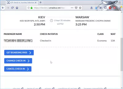 LOT Polish airlines online check in: should you use it? : LOT Polish airlines check in screen