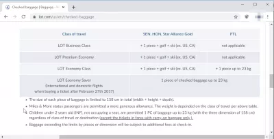 LOT Polish Airlines 온라인 체크인 : 사용해야합니까? : Star Alliance Gold 회원을위한 LOT Polish 수하물 허용량