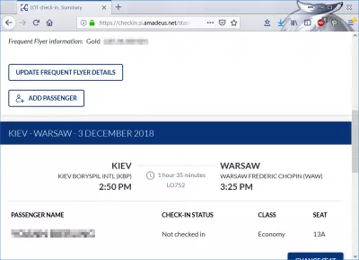 Enregistrement en ligne de LOT Polish Airlines: devriez-vous l'utiliser? : Vérifier dans l'écran principal