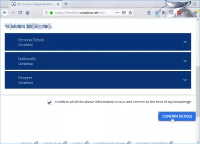LOT Polish airlines online check in: should you use it? : Confirm passenger details
