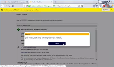 How is the Lufthansa web check in process? : Lufthansa print boarding pass popup