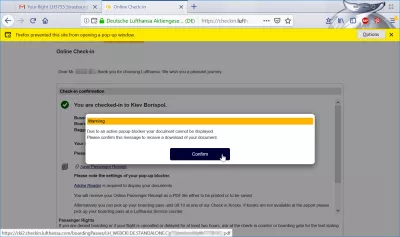 Paano naproseso ang Lufthansa web check? : Lufthansa print boarding pass popup