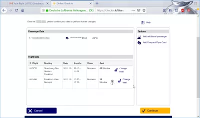 Comment se déroule l'enregistrement en ligne de Lufthansa? : Lufthansa choisit les sièges en ligne