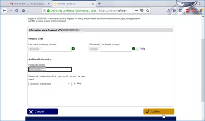 Paano naproseso ang Lufthansa web check? : Lufthansa advance passenger information