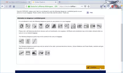 Kako poteka postopek preverjanja spleta Lufthansa? : Lufthansa je prepovedal predmete in nevarno blago