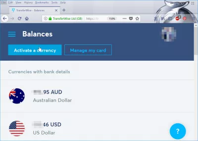 Alternativa al cambio di valuta American Express: WISE Borderless, quanto è buono? : Attiva una valuta e saldi delle valute