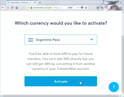 American Express currency exchange alternative: WISE Borderless, how good is it? : Activating Argentine Peso currency for money transfer