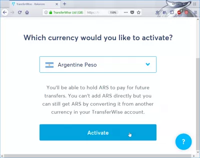 Alternative au change American Express: WISE Borderless, quelle est sa qualité? : Activation de la monnaie en peso argentin pour le transfert d’argent