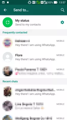 W jaki sposób działa Uber, udostępniając swój status podróży : Lista kontaktów WhatsApp, aby udostępnić status podróży Uber