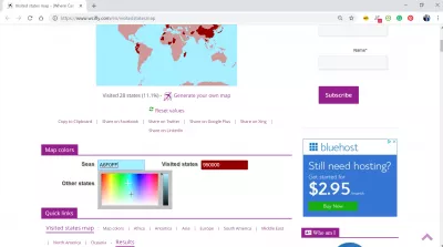 Mapa mundial donde puede resaltar países: generador de mapas de países visitados : Selección de color para los países resaltados en un mapa