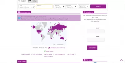 World Map Where You Can Highlight Countries: Visited Countries Map Generator : World map countries visited during a world tour, 51 countries already visited