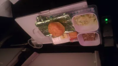 Air New Zealand planes inside flight review : Evening food served