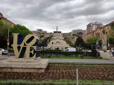 Flying To Yerevan, Armenia: Tips And Tricks : View on Yerevan’s Cascade complexe and love sculpture from below
