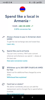 U duulaya yeevan, Armenia: talooyin iyo tabaha : Lacag bixinta sida maxalliga ah ee maxalliga ah ee ku yaal Armenia Card The Debit Card