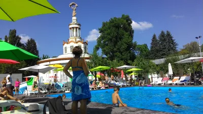 Kiev beach club and Kiev nightlife in summer : Fun day under beautiful building in Pirs 39 swimming pool