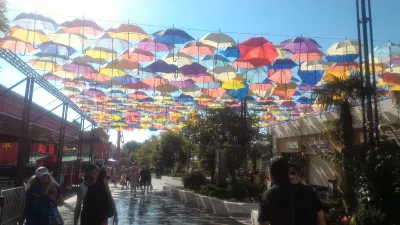 Odessa, Ukraine nightlife – what is the best pool party Odessa? : Umbrellas decorating Arkadia walking street