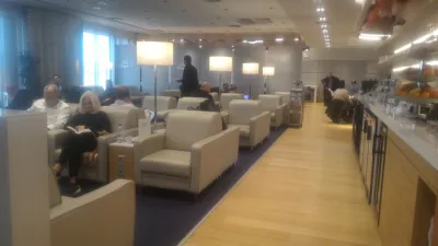 Schengen zone Aegean lounge Athens airport review : Seating area in the Athens airport Aegean lounge