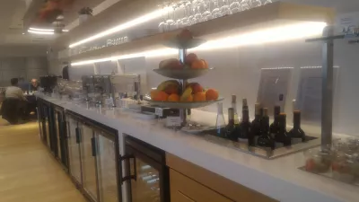 Schengen zone Aegean lounge Athens airport review : Wine fruits and buffet