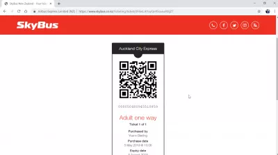 Using the Sky Bus, Auckland airport bus : Auckling City Express SkyBus ticket QR code