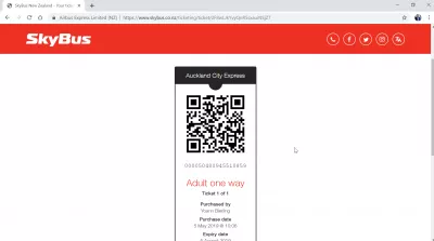 Pomocí autobusu Sky, letiště v Aucklandu : Auckling City Express SkyBus lístek QR kód
