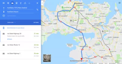 Hvordan er super shuttle Auckland fra lufthavn til by? : Auckland lufthavn til byafstand