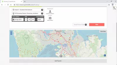 Miten Aucklandin super shuttle lentokentältä kaupunkiin? : Reitti näkyy kartalla