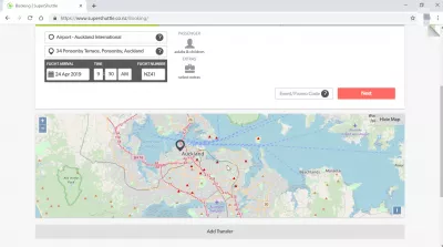 Hvordan er super shuttle Auckland fra lufthavn til by? : Super shuttle rute oplysninger indtastet