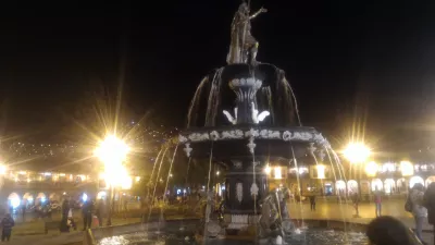 How Is The Free Walking Tour In Cusco? : Cusco central square at night