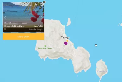 How is a Beach day trip to Taboga island, Panama? : Hotels on the island of Taboga Panama on the map