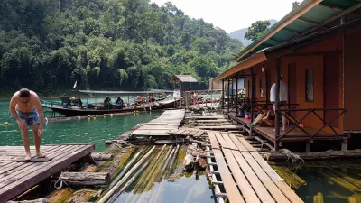 Thailand holiday : part four, Khao Sok and Trang : Floating Village in Rajjaprabha Dam - floating bungalows in Khao Sok